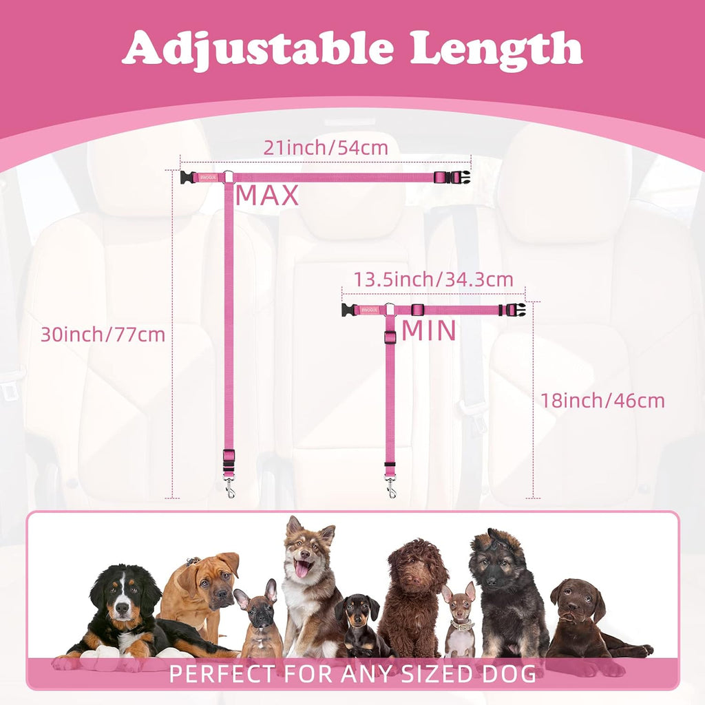 Secure Your Pet with Our Durable 2 Pack Dog Seat Belt for Cars - Adjustable Nylon Safety Straps in Pink