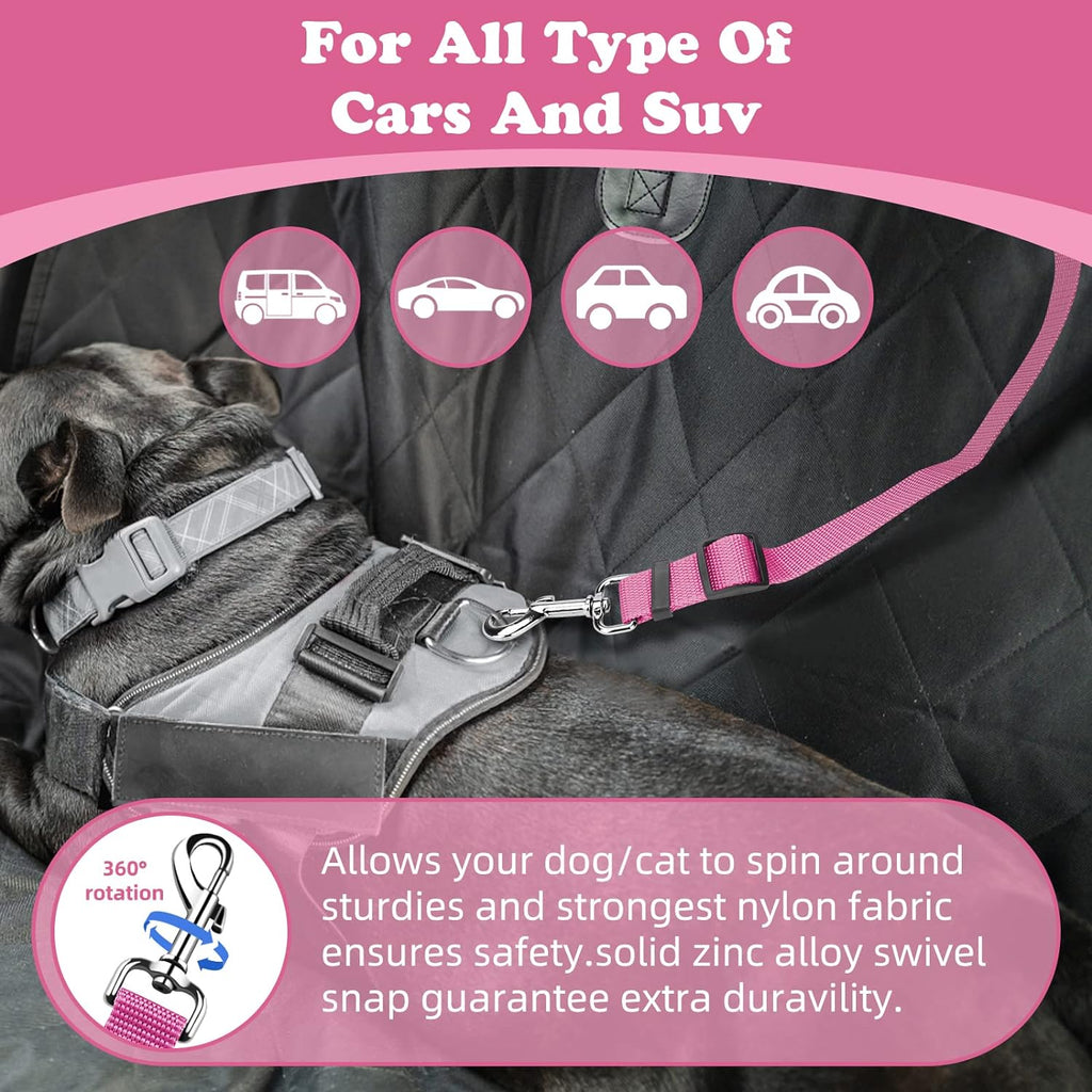 Secure Your Pet with Our Durable 2 Pack Dog Seat Belt for Cars - Adjustable Nylon Safety Straps in Pink
